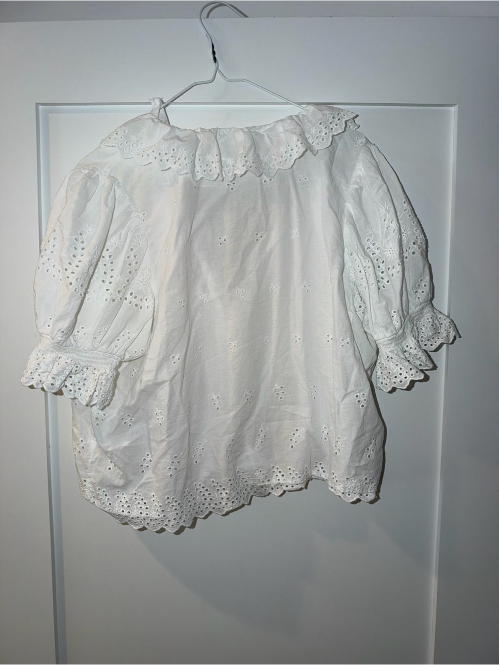 White Eyelet Ruffle Button-Front Top - Picture 2 of 3